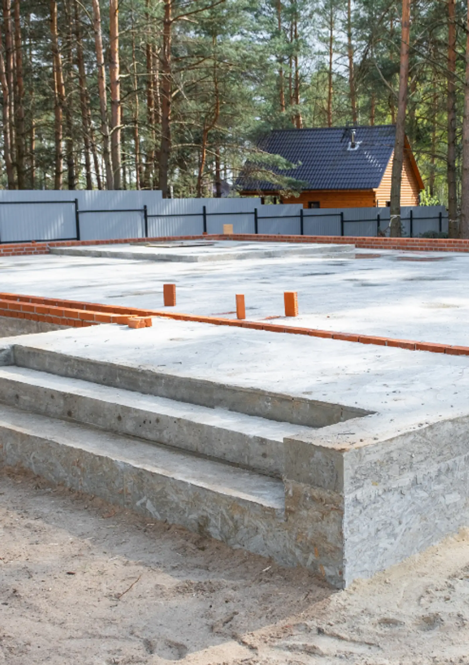 Concrete foundation work in progress